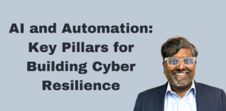 Speaker with title on AI automation and cyber resilience