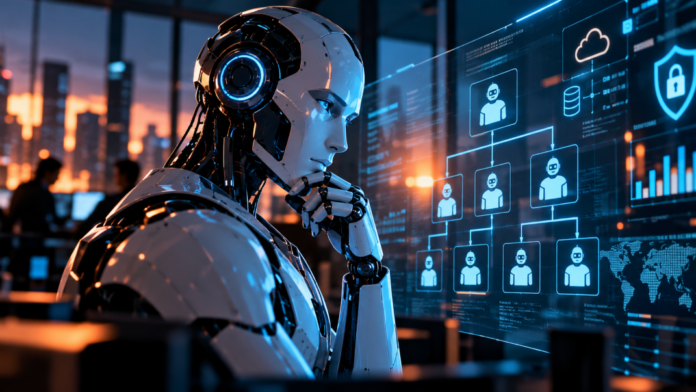 Contemplative-Android-in-a-Neon-Control-Room