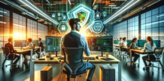 Cybersecurity team monitoring network systems