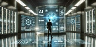 The Governance Model Required for Success in the Era of AI Professional analyzing AI governance in data center