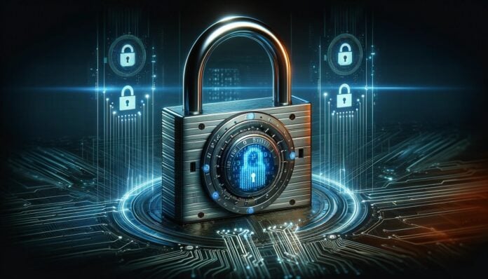 Digital padlock symbolizing cybersecurity protection Digital padlock symbolizing cybersecurity protection