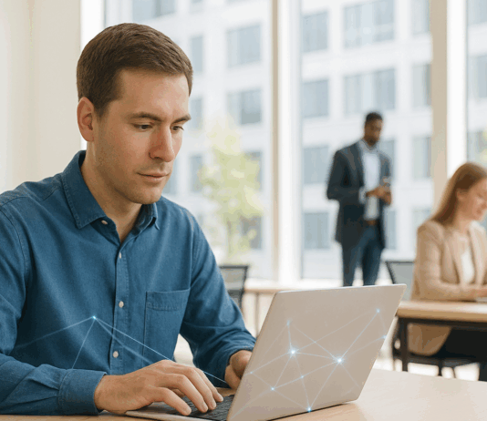 man work on mac book