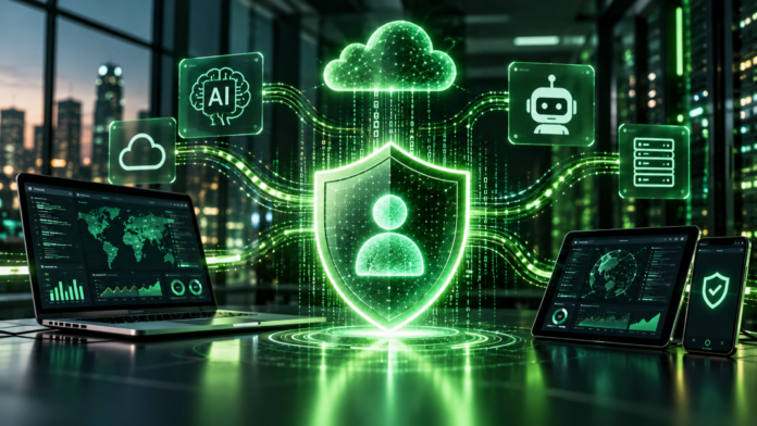 Neon-AI-Cybersecurity-Shield-Network