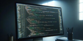 Computer screen displaying secure code programming