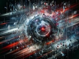 Abstract digital eye surrounded
