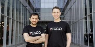 Two Miggo team members standing outside office