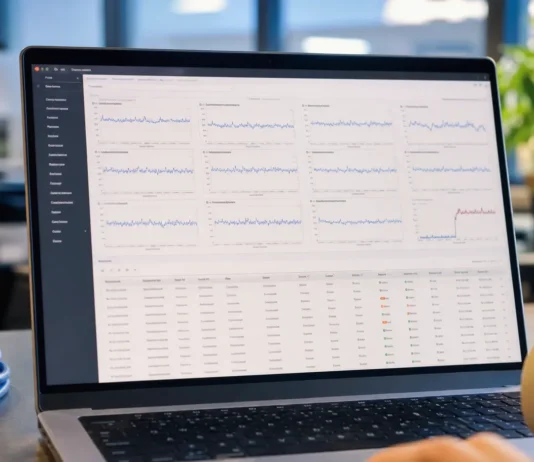 Cloud monitoring console on a laptop showing a sustained