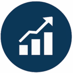 Icon of rising bar graph symbolizing performance