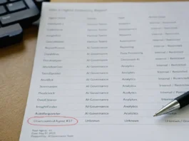 Close-up of a printed report with agent names and access scopes