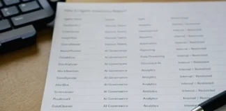 Close-up of a printed report with agent names and access scopes