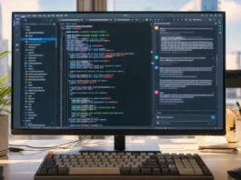 AI Agent Supply Chain Security: Unit 42 Finds 80% of Skills Deviate A large desktop monitor displays code and chat in a bright