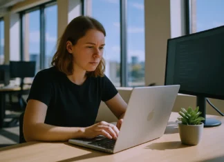 CI/CD Credential Theft: TeamPCP Turns GitHub Actions Into the Release Channel A software engineer works on a laptop at a tidy desk in a bright office, with a potted plant and a monitor.