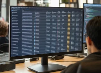 Cisco Talos: Agentic AI Attacks Are Loud by Choice, and Will Get Quieter A widescreen monitor displays a package-registry dashboard with dense rows of new package submissions in bright lighting.