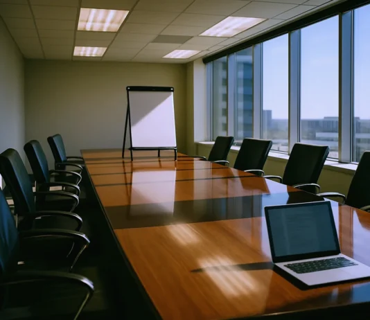 CISO Board Reporting: Gartner Says Drop the Dashboard, Use Financial Statements Brightly lit corporate boardroom with a polished conference
