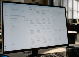 Forrester Names AI Agent Threats the Top 2026 CISO Risk A desktop monitor displays an AI assistant workspace