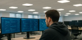 Microsoft Disrupts Malware-Signing Service That Issued 1,000+ Code-Signing Certificates A SOC analyst in a hoodie sits at a three-monitor