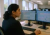 Three incident response metrics that actually predict program maturity A woman sits at a workstation with two monitors displaying data, in a bright, modern office setting.