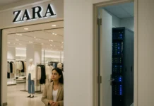 Zara Data Breach Exposes 197,400 Customers via Retired Provider Tokens A retail store entrance at twilight, with soft interior lighting and a dimly lit server rack visible through an open door.