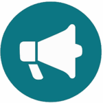 Graphic icon of a megaphone for announcements